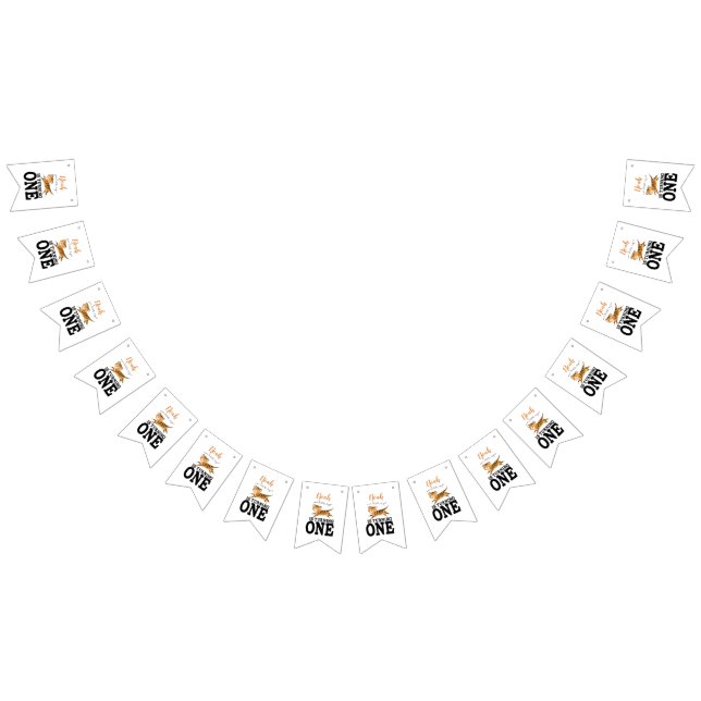Wild One Cute Jungle Tiger 1st Birthday Bunting Flags (All)