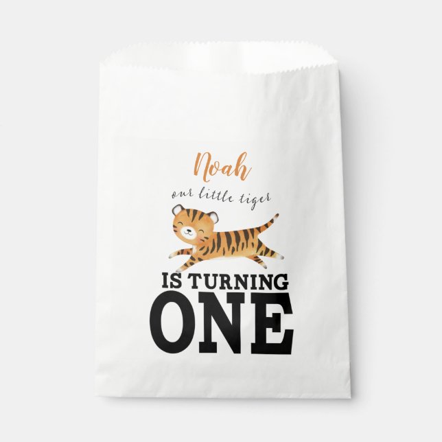 Wild One Cute Jungle Tiger 1st Birthday Favor Bag (Front)