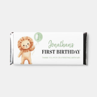 Wild One Cute Lion Sage Balloon Boys Birthday Hershey Bar Favors