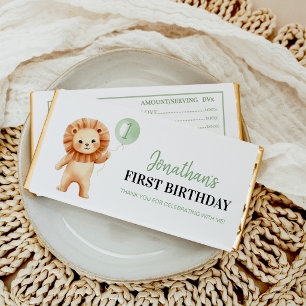 Wild One Cute Lion Sage Balloon Boys Birthday Hershey Bar Favors