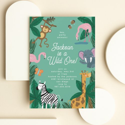 Wild One Cute Party Animal Invitation