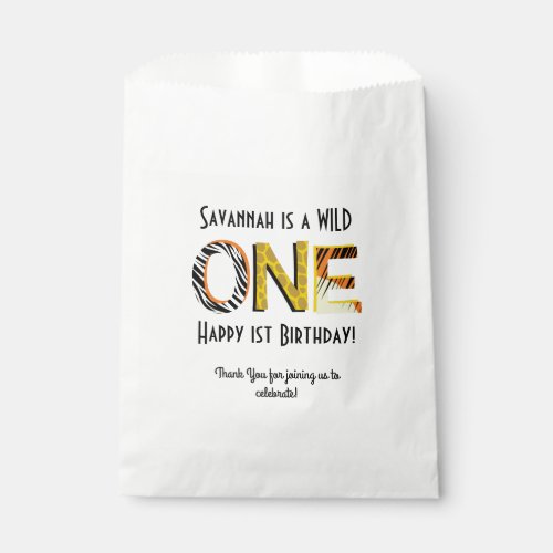 Wild One Cute Safari 1st Birthday Party Theme Favor Bag