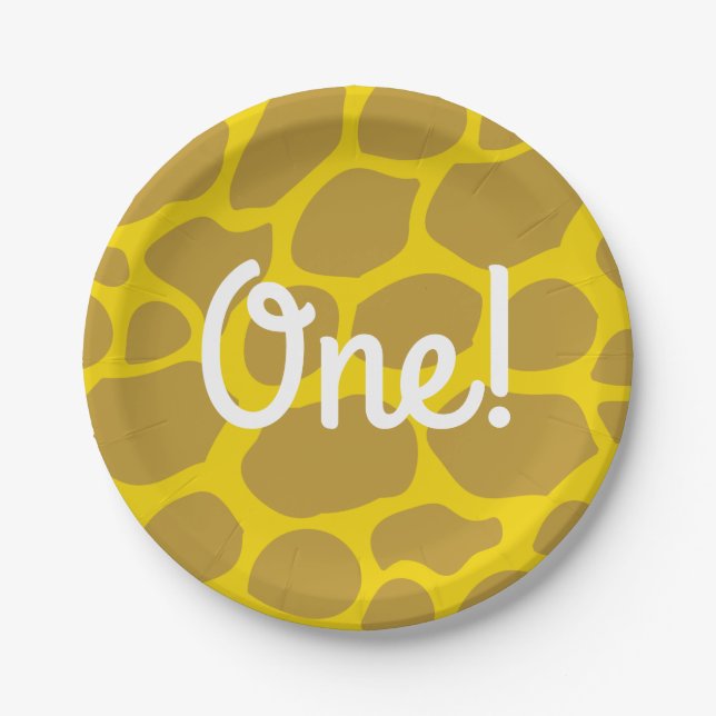 Wild One Cute Safari 1st Birthday Party Theme Paper Plates (Front)