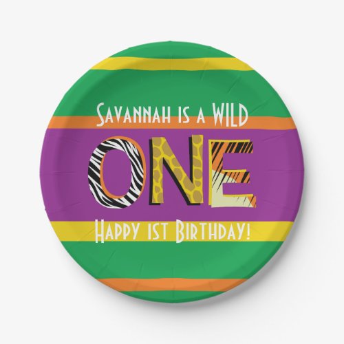 Wild One Cute Safari 1st Birthday Party Theme Paper Plates