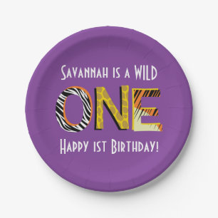 Wild One Cute Safari 1st Birthday Party Theme Paper Plates
