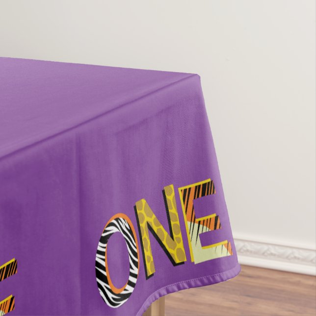 Wild One Cute Safari 1st Birthday Party Theme Tablecloth (In Situ)