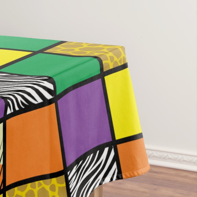 Wild One Cute Safari 1st Birthday Party Theme Tablecloth (In Situ)