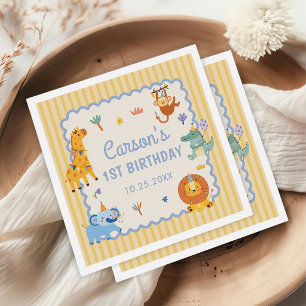 Wild One Cute Safari Animals 1st Birthday Napkins