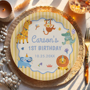 Wild One Cute Safari Animals 1st Birthday Paper Plates