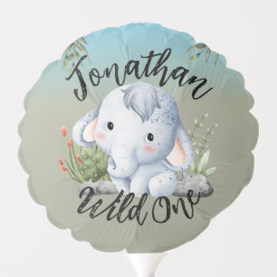 Wild One Cute Safari Animals Elephant 1st Birthday Balloon
