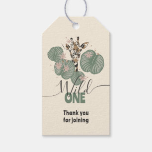 Wild One Cute Safari Giraffe Animal Birthday Party Gift Tags
