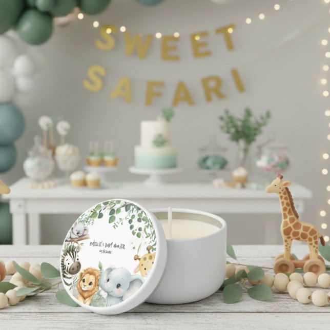 Wild One Cute Safari Jungle Animals  Baby Shower  Mini Candle Favors (Creator Uploaded)