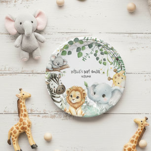 Wild One Cute Safari Jungle Animals Baby Shower Paper Plates