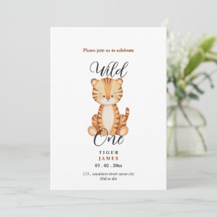 Wild one Cute Safari Tiger birthday invitation