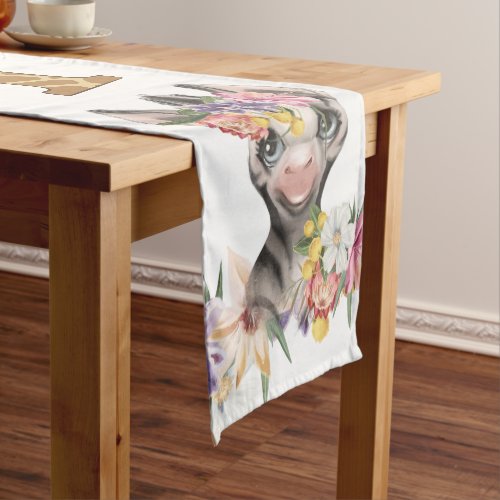 Wild one cute safari zebra giraffe 1st birthday medium table runner