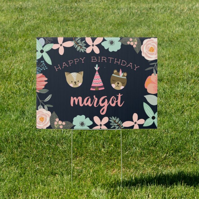 Wild One | Cute Woodland Theme Kids Birthday Sign (Insitu)