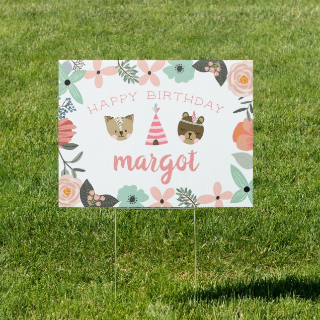 Wild One | Cute Woodland Theme Kids Birthday Sign (Insitu)