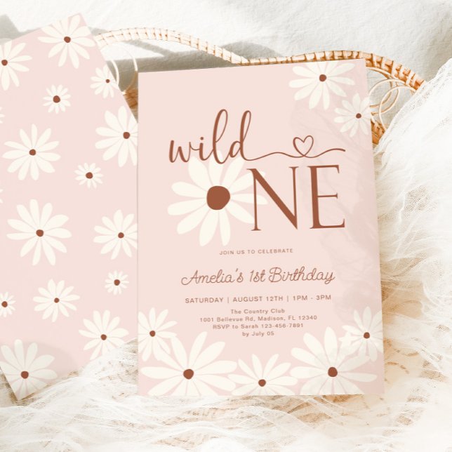 Wild One Daisy 1st Birthday Invitation (Creator Uploaded)