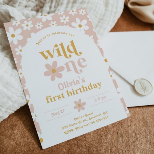 Wild One Daisy Birthday Invitation  First