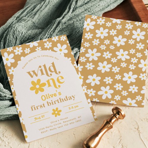 Wild One Daisy Birthday Invitation  First