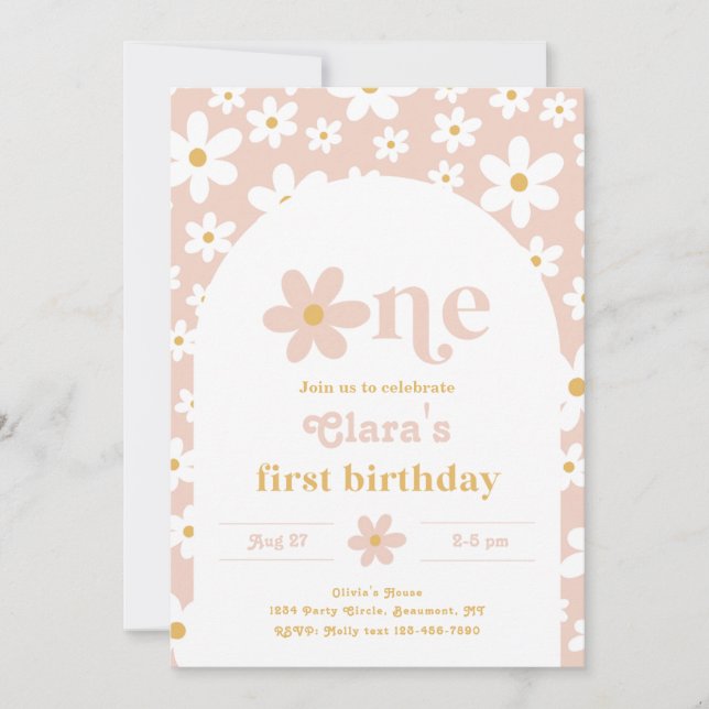 Wild One Daisy Birthday Invitation | First (Front)
