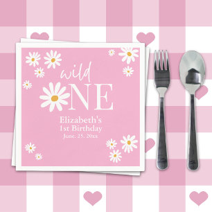 Wild One Daisy First Birthday Party – Boho Floral  Napkins