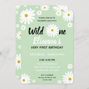 Wild ONE Daisy Flower Girl Birthday Invitation