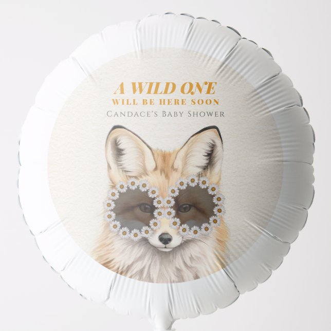 Wild One Daisy Fox Baby Shower  Balloon (Front)