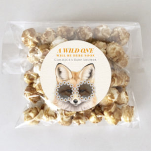 Wild One Daisy Fox Baby Shower Classic Round Sticker