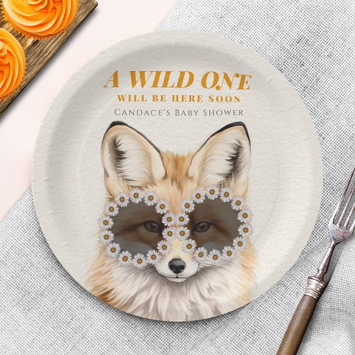 Wild One Daisy Fox Baby Shower Paper Plates