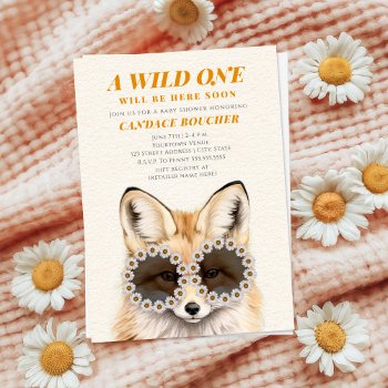Wild One Daisy Sunglasses Fox Baby Shower Invitation by JillsPaperie at Zazzle