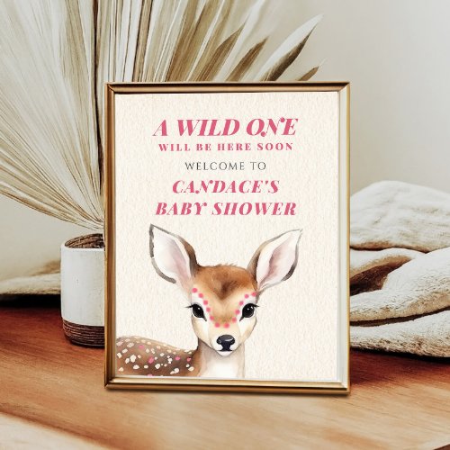 Wild One Deer Baby Shower Welcome Poster