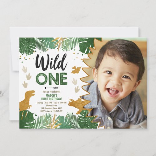 Wild One Dino Party Boy Gold Dinosaur 1st Birthday