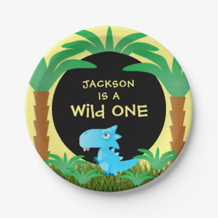 Wild ONE Dinosaur Boy First Birthday Paper Plates