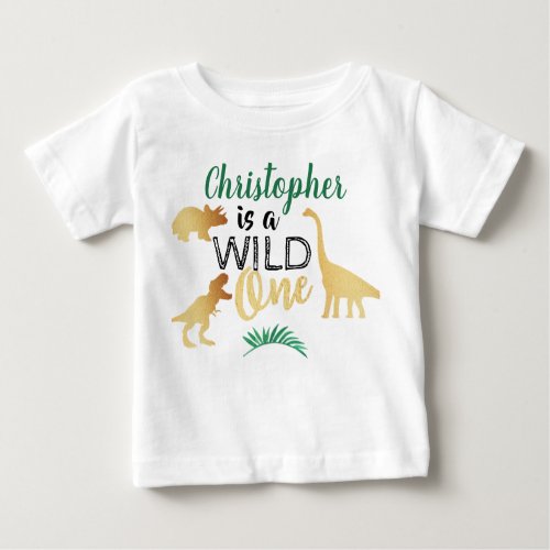 Wild One Dinosaur Boys 1st Birthday Baby T_Shirt