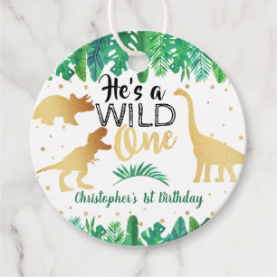 Wild One Dinosaur Boys 1st Birthday Favor Tags