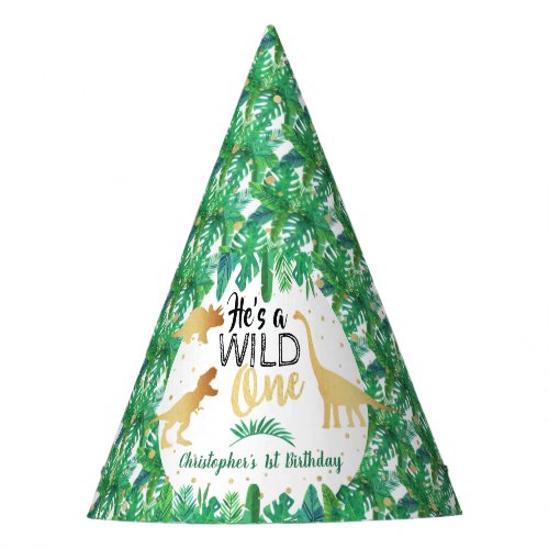 Wild One Dinosaur Boys 1st Birthday Party Hat