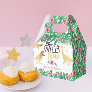 Wild One Dinosaur Girls 1st Birthday Favor Boxes