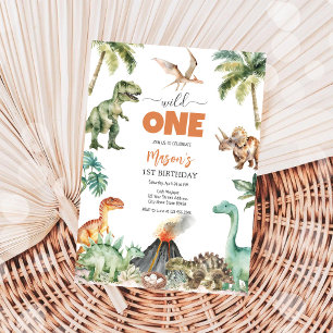 Wild One Dinosaur Kids 1st Birthday Invitatio Invitation