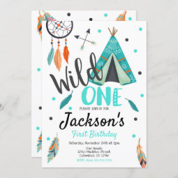 Wild One Dreamcatcher Teepee Birthday Invitation | Zazzle