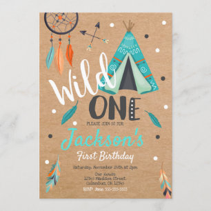 Wild One Dreamcatcher Teepee Birthday Invitation