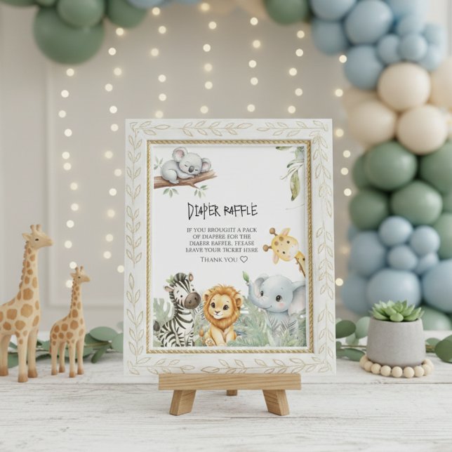 Wild One Elegant Safari Jungle Animals Baby Shower Enclosure Card (Creator Uploaded)