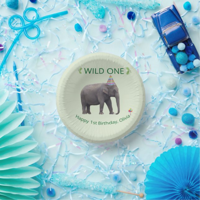 Wild One Elephant Birthday Artwork Paper Bowls (Party)
