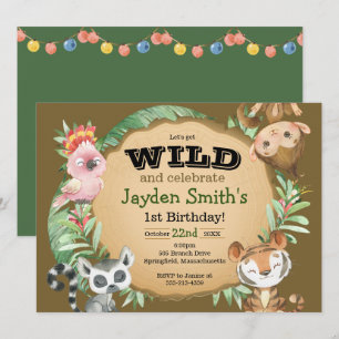 Wild One Exotic Animal Birthday Invitation