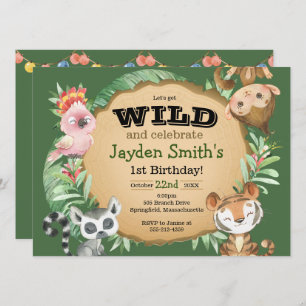 Wild One Exotic Animal Birthday Invitation