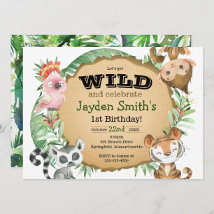 Wild One Exotic Animal Birthday Invitation