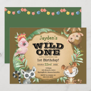 Wild One Exotic Animal Birthday Invitation