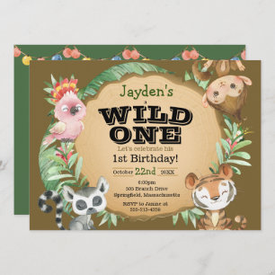 Wild One Exotic Animal Birthday Invitation