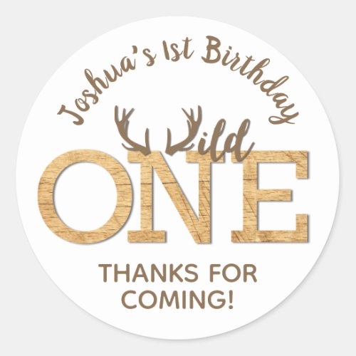 Wild One First 1st Birthday Favor Sticker Label