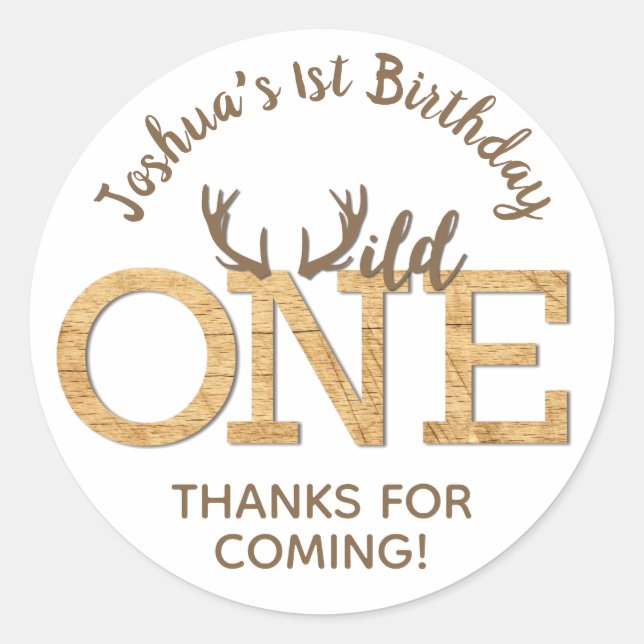 Wild One First 1st Birthday Favor Sticker Label (Front)
